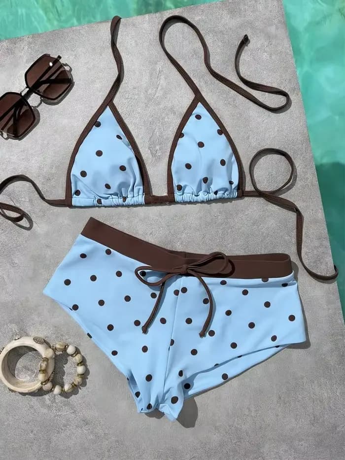 Ensemble bikini brésilien à pois pour femme