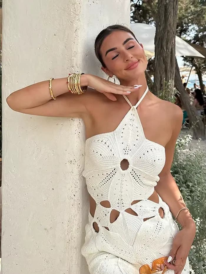 Mini robe de plage dos nu pour femme, robe courte, mince, sexy, dos nu, couleur unie, avec pétales irréguliers