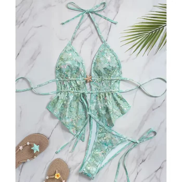 Nouveau Maillot de Bain Femme 2026 : Tankini à Paillettes