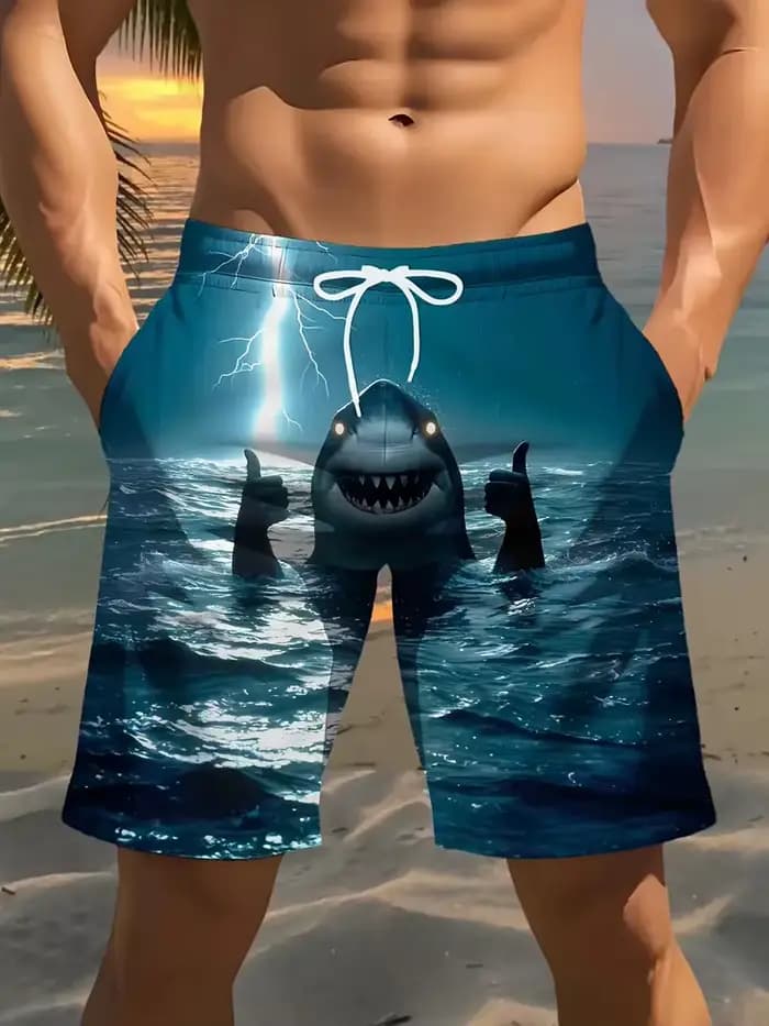 Short de plage pour hommes, imprimé requin 3D, short de bain pour hommes, vêtements de rue d'été, séchage rapide, Harajuku Y2k, livraison directe