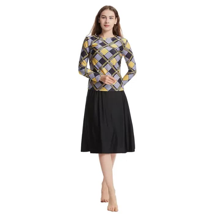 Maillot de bain islamique élégant pour femmes, body à manches longues + jupe + chapeau, 3 pièces, vêtements de plage musulmans et Sexy pour filles, s-xxxl
