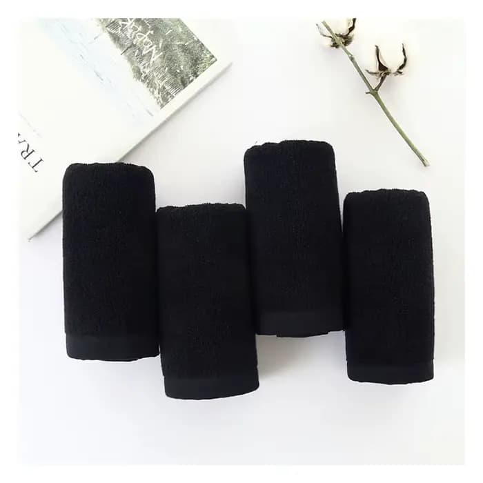 Noir grande serviette de bain coton épais douche visage serviettes maison salle