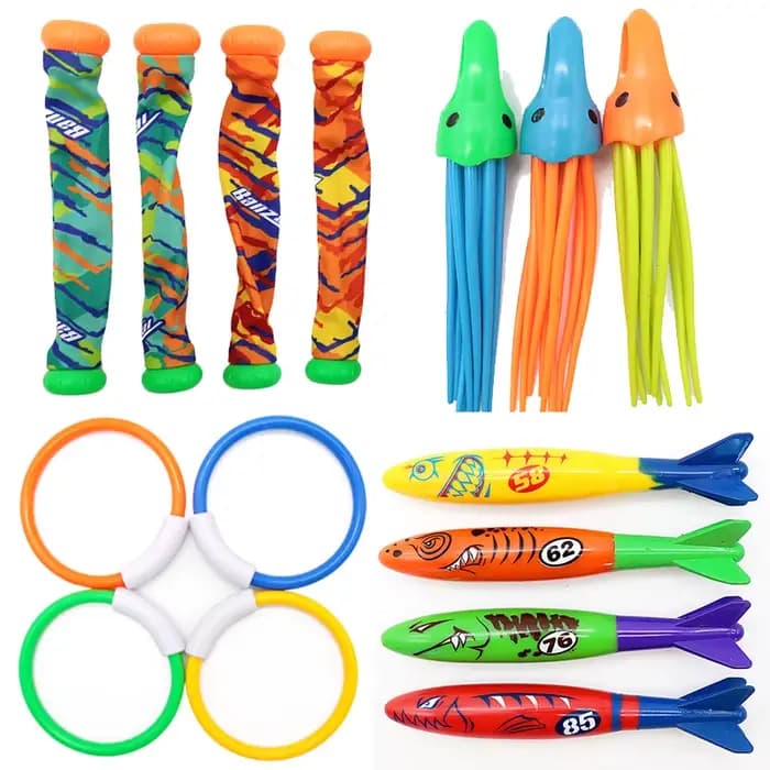 Ensemble de jouets de plongée pour piscine, chasse au trésor, torpille, poisson, anneaux d'eau, plantes, dauphin, bouée, jouets de plongée pour enfants, cadeaux d'anniversaire