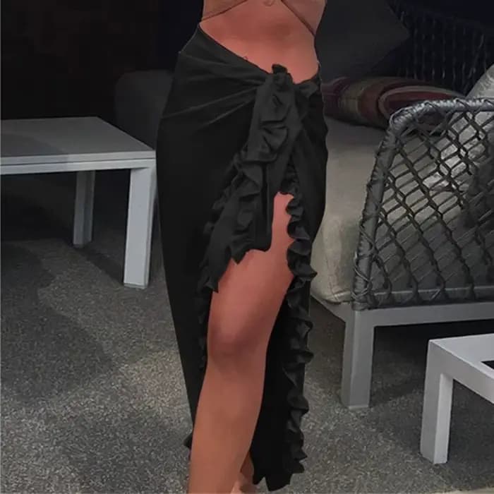 Robe de plage longue en mousseline de soie transparente pour femme