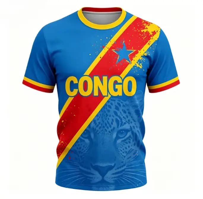 Maillot de supporter de la République démocratique du Congo 2026, idéal pour le cyclisme et la randonnée