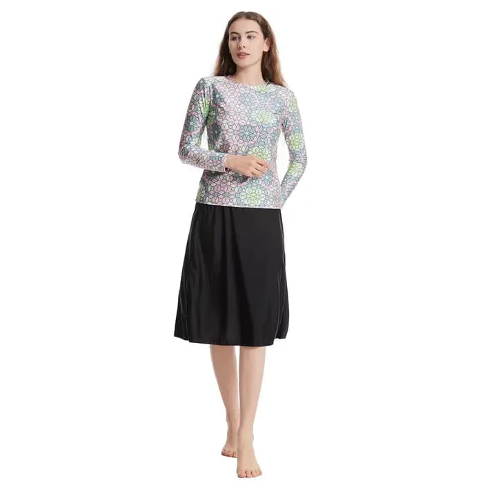 Maillot de bain islamique élégant pour femmes, body à manches longues + jupe + chapeau, 3 pièces, vêtements de plage musulmans et Sexy pour filles, s-xxxl