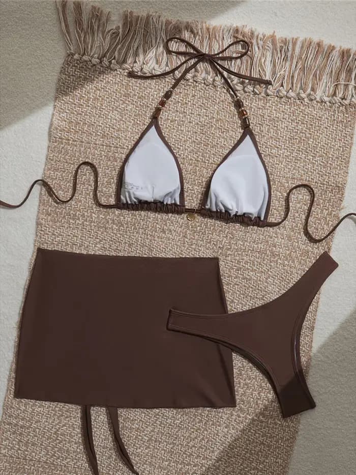 Ensemble de bikini trois pièces pour femme