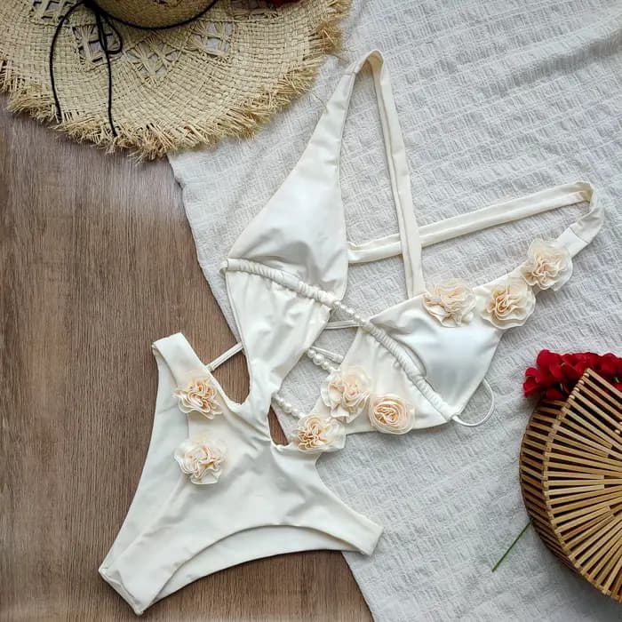 Nouveau Maillot de Bain Une Pièce Femme 2026 à Fleurs 3D, Uni, Sexy, Évidé, Tenue de Plage Tropicale d'Été, Combinaison de Bain