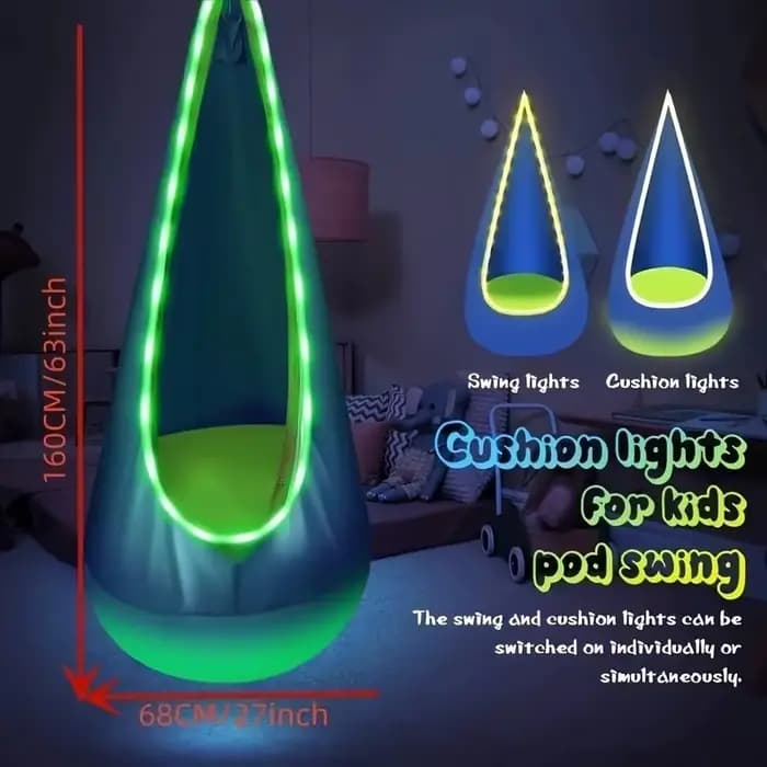 Siège de balançoire LED pour enfants avec lumière, hamac sensoriel pour intérieur et extérieur, pour la maison, chaise suspendue pour enfants