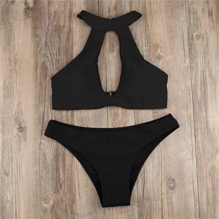Femmes maillot de bain Bikini ensemble licou évider maillots