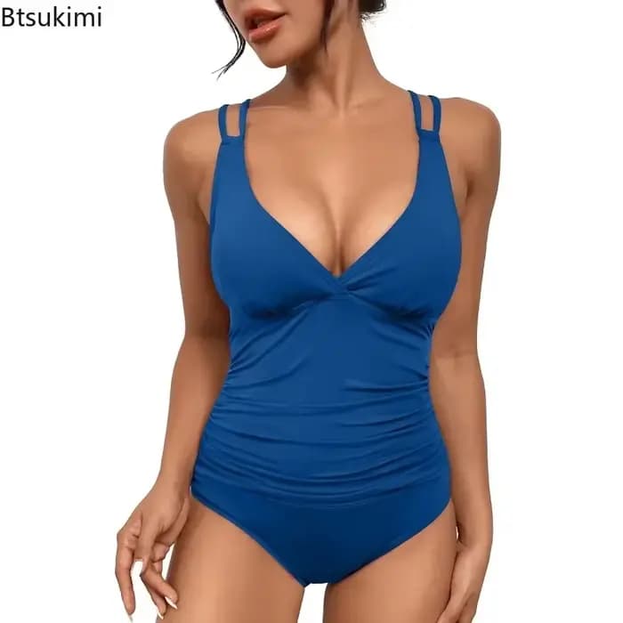 Nouveau Maillot de Bain Une Pièce Sexy pour Femme 2026, Col en V, Bretelles Croisées au Dos, Style Brésilien, Tenue de Plage