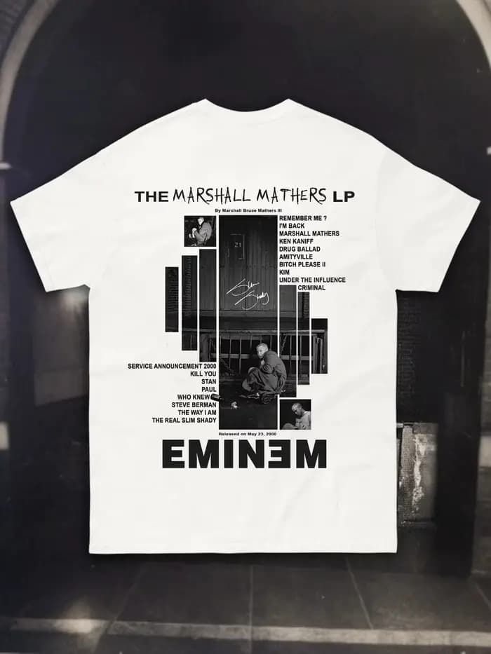T-shirts imprimés graphiques Fashion Rapper Eminem "The Marshall Mathers LP" pour hommes et femmes, mode Hip Hop Streetwear, t-shirt en coton