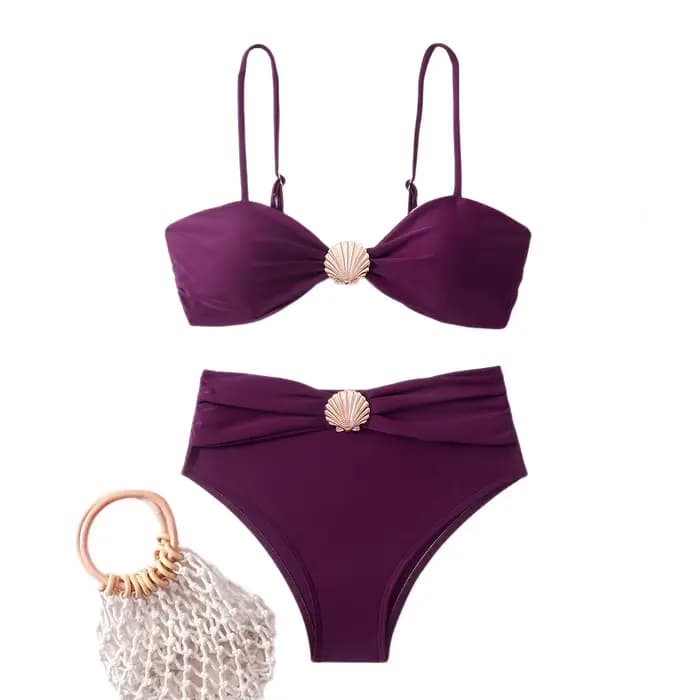 Maillot de bain deux pièces taille haute pour femme, ensemble bikini bandeau tendance, style brésilien pour la plage
