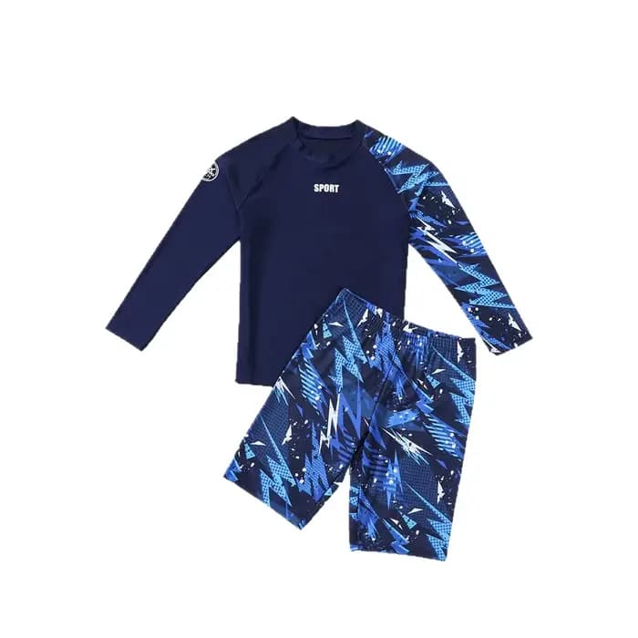 Maillots de bain pour enfants Maillot de bain deux pièces pour garçons Protection solaire professionnelle d'été adapté aux enfants de 9 à 16 ans Tissu en polyester