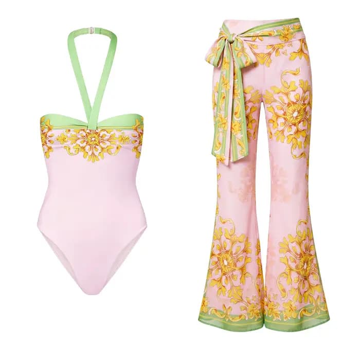 Maillot de bain une pièce avec jupe pour femme, style halter, monokini sexy amincissant, tenue de plage, combinaison de bain d'été