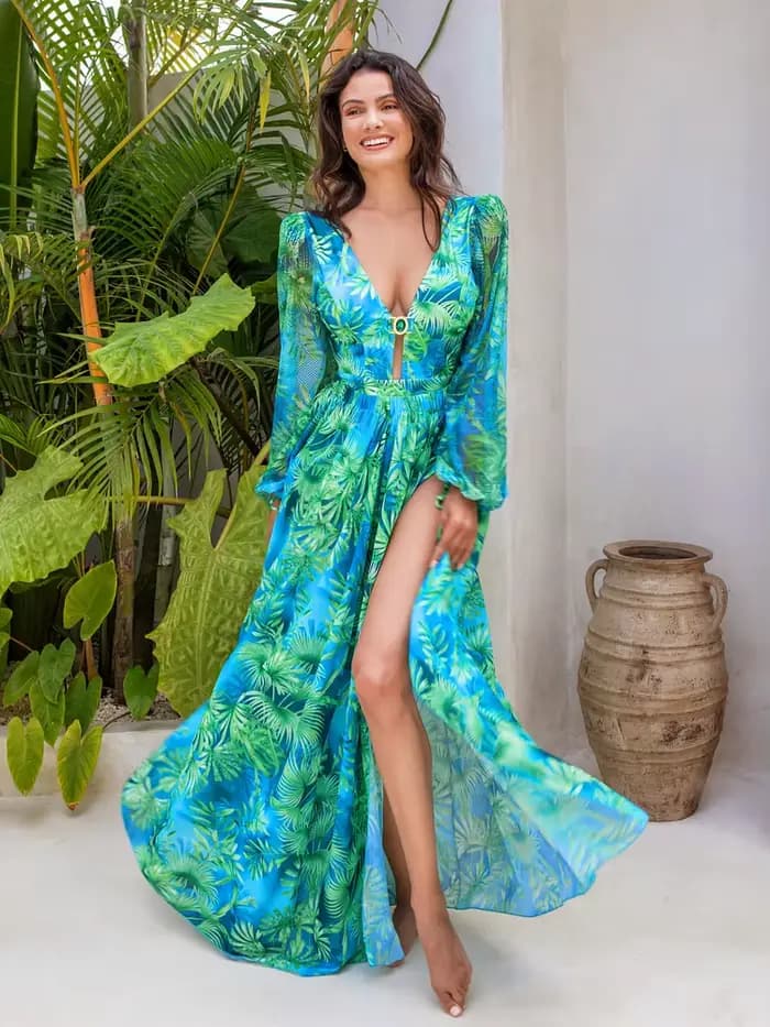 Maillot de bain une pièce imprimé vert jungle pour femme