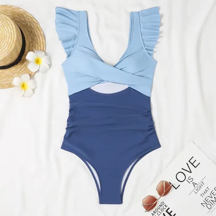2025 évider croix Ztvitality maillot de bain une pièce solide à volants maillots de bain femmes maillot de bain femme vêtements de plage