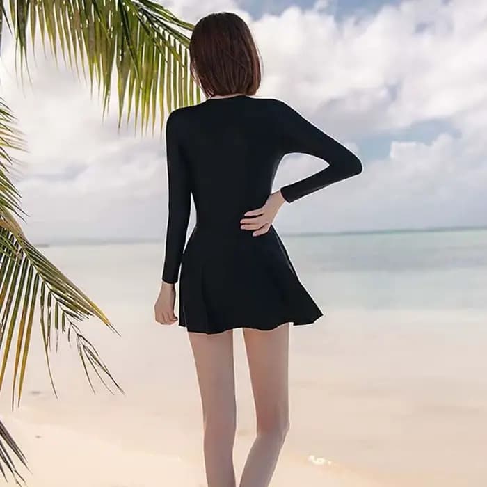 3pcs Beachwear Long Sleeve Swimsuit Tights Bikini Underwater Clothings Swim Dress with Pants Solid Color Sun Protection