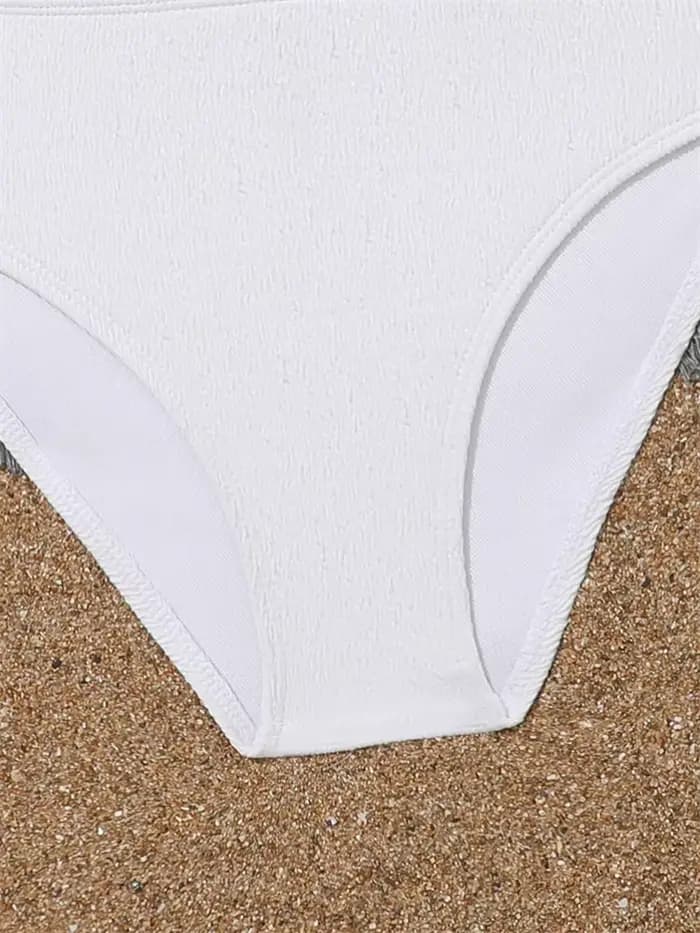 Maillot de bain fille Bikini 2026 nouveau solide une épaule Bikinis ensemble maillots de bain pour enfants été taille haute enfants vêtements de plage maillot de bain