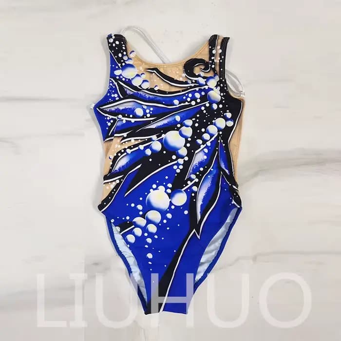Maillot de bain synchronisé avec strass, robe de compétition pour filles, BD8056