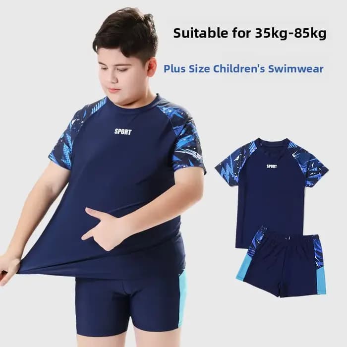 Maillots de bain pour enfants Maillot de bain deux pièces pour garçons Protection solaire professionnelle d'été adapté aux enfants de 9 à 16 ans Tissu en polyester