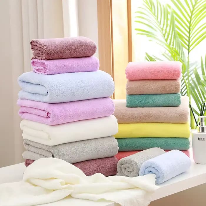 Ensemble de serviettes de bain en velours corail, 2 pièces, Super douces, très absorbantes, à séchage rapide, pour adultes, hôtel et Spa