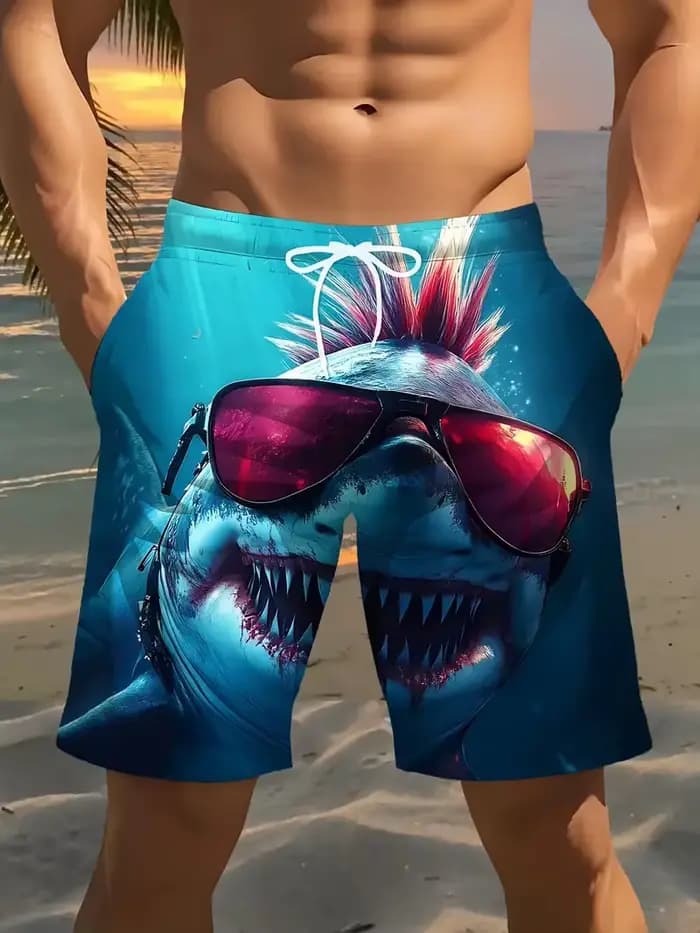 Short de plage pour hommes, imprimé requin 3D, short de bain pour hommes, vêtements de rue d'été, séchage rapide, Harajuku Y2k, livraison directe
