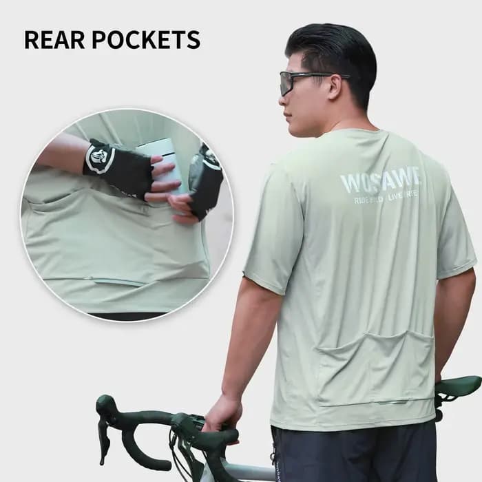 WOSAWE – maillot d'été respirant à manches courtes, maillot de cyclisme, séchage rapide, course à pied, descente, moto, T-shirt décontracté, coupe ample