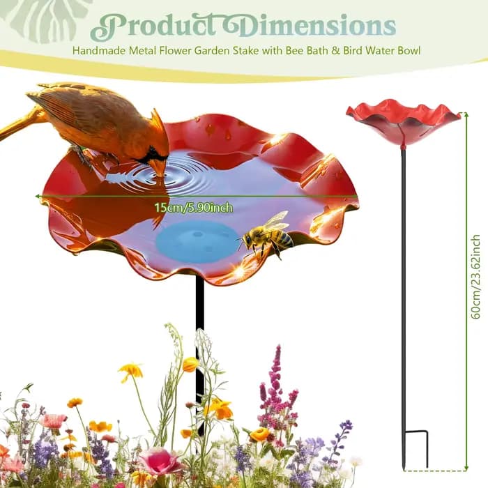 Baignoire pour oiseaux en métal pour jardin, bain d'oiseaux extérieur sur pied, bol à eau décoratif pour jardin, patio, cour