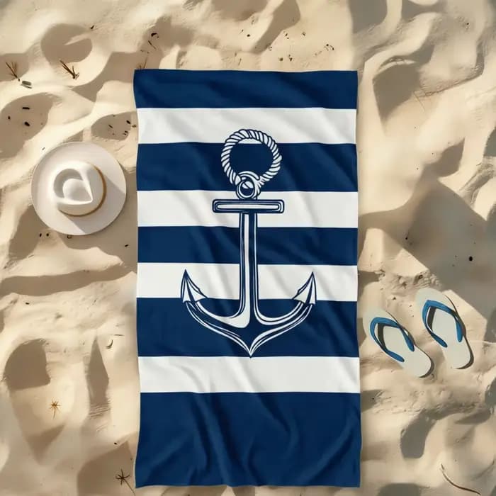 1 serviette de plage ancre nautique, serviette multi-usage pour la plage, la piscine, le surf, le yoga, idéale pour adultes, enfants, bain à domicile et utilisation estivale en extérieur