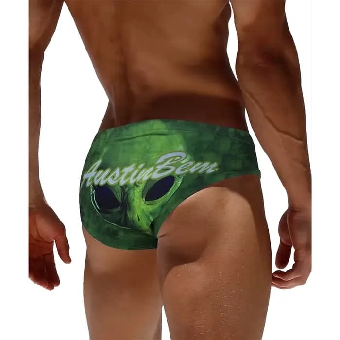 Maillot de bain vert imprimé tête de mort pour homme, slip de bain, Bikini, vêtements de plage
