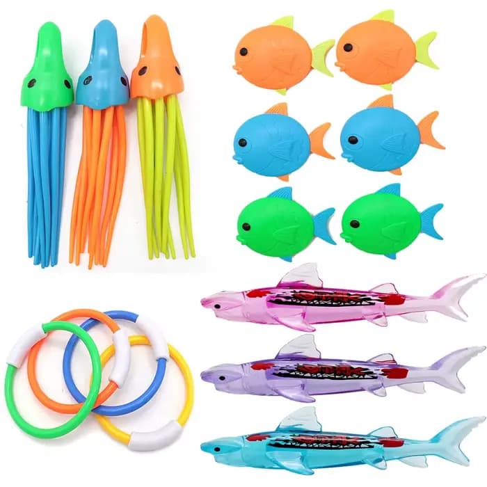Ensemble de jouets de plongée pour piscine, chasse au trésor, torpille, poisson, anneaux d'eau, plantes, dauphin, bouée, jouets de plongée pour enfants, cadeaux d'anniversaire