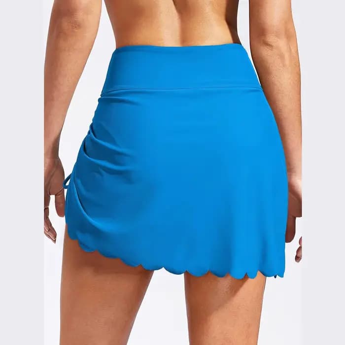 Femmes jupe de bain taille haute cordon festonné garniture Mini