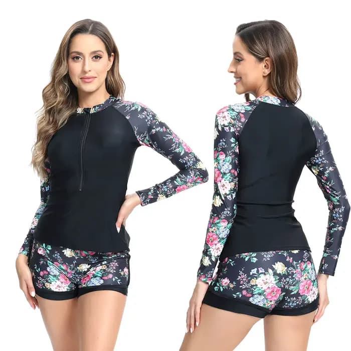 NADANBAO-Maillot de bain deux pièces pour femmes, sexy, imprimé floral, à la mode, protection contre les éruptions cutanées, tenue de plage