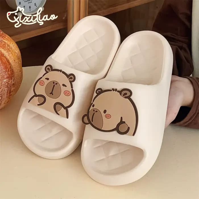 XIXITIAO Chaussons de bain en EVA souple pour femmes, motif Capybara mignon, pour l'été, pantoufles d'intérieur, tongs de douche pour couples