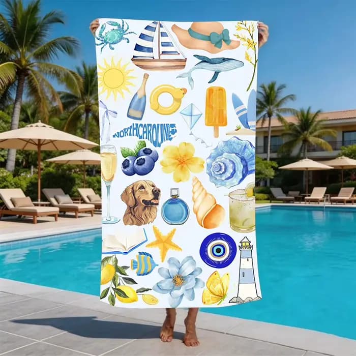 Serviette de plage rétro à motifs de la côte d'Amalfi