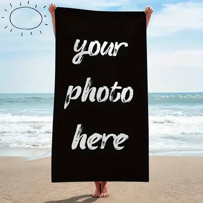 Serviette de plage personnalisée avec photo/logo