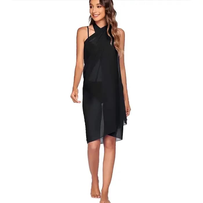 Paréo de plage multicolore tendance en mousseline sexy, longue robe de vacances pour femme