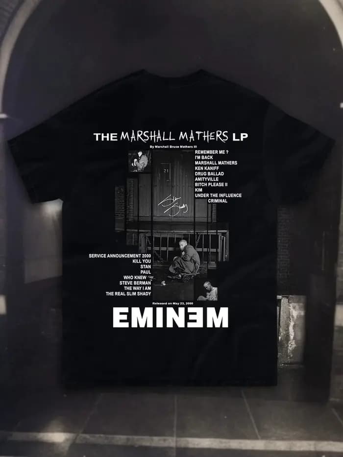 T-shirts imprimés graphiques Fashion Rapper Eminem "The Marshall Mathers LP" pour hommes et femmes, mode Hip Hop Streetwear, t-shirt en coton