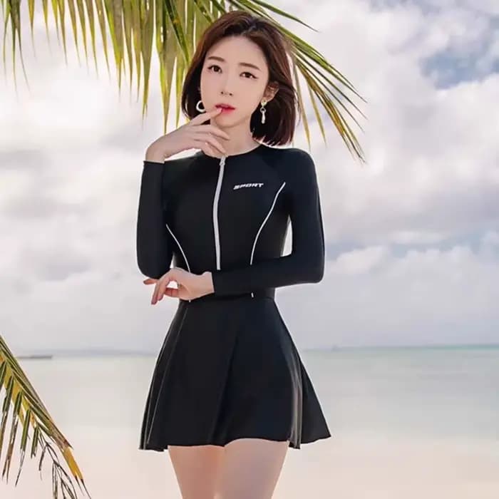 3pcs Beachwear Long Sleeve Swimsuit Tights Bikini Underwater Clothings Swim Dress with Pants Solid Color Sun Protection