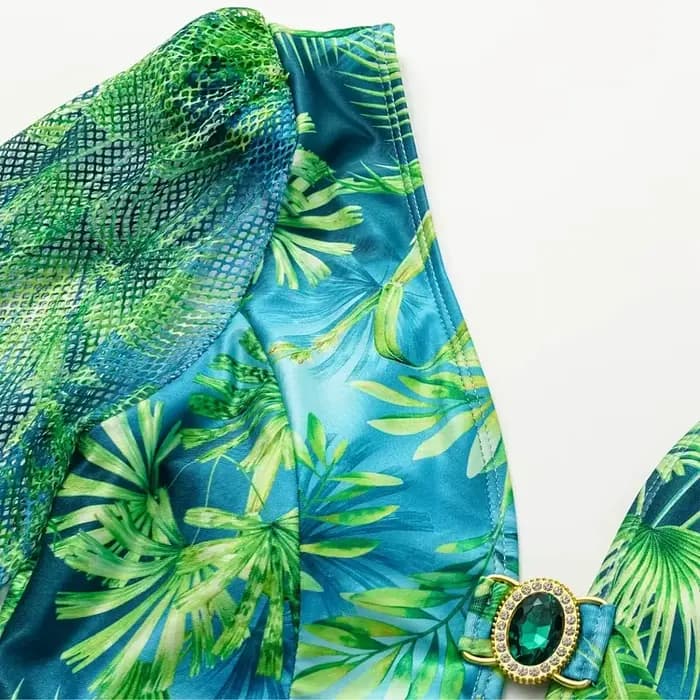 Maillot de bain une pièce imprimé vert jungle pour femme