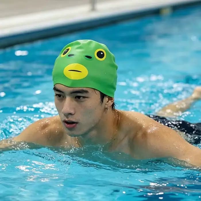 Bonnet de bain amusant en forme de phoque, bonnet de bain en silicone imperméable et mignon pour la piscine et la plage