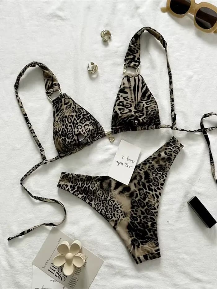 Maillot de bain bikini brésilien léopard pour femme