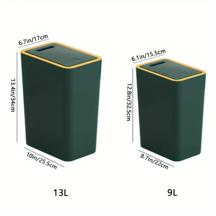 Poubelle de salle de bain - 10L, petite poubelle avec couvercle à pression pour toilettes, chambre à coucher, salon - Poubelle en plastique avec H0255