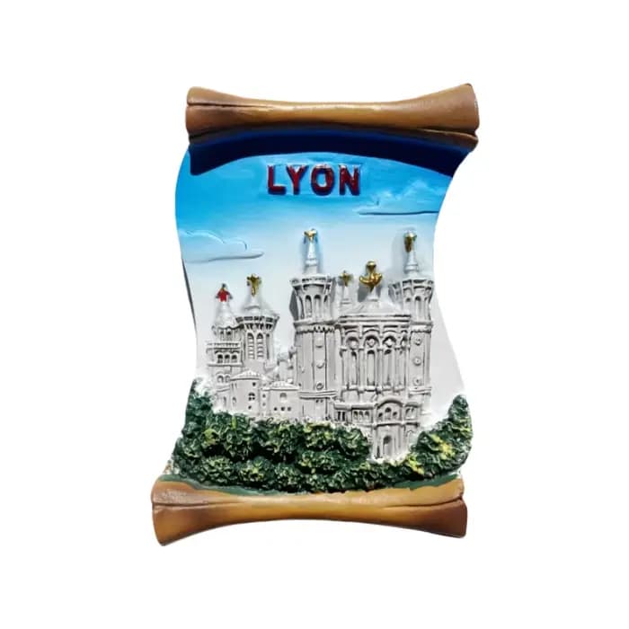 France, Lyon, bâtiments de repays, tourisme créatif, souvenirs, peintures 3D, autocollants magnétiques pour réfrigérateur