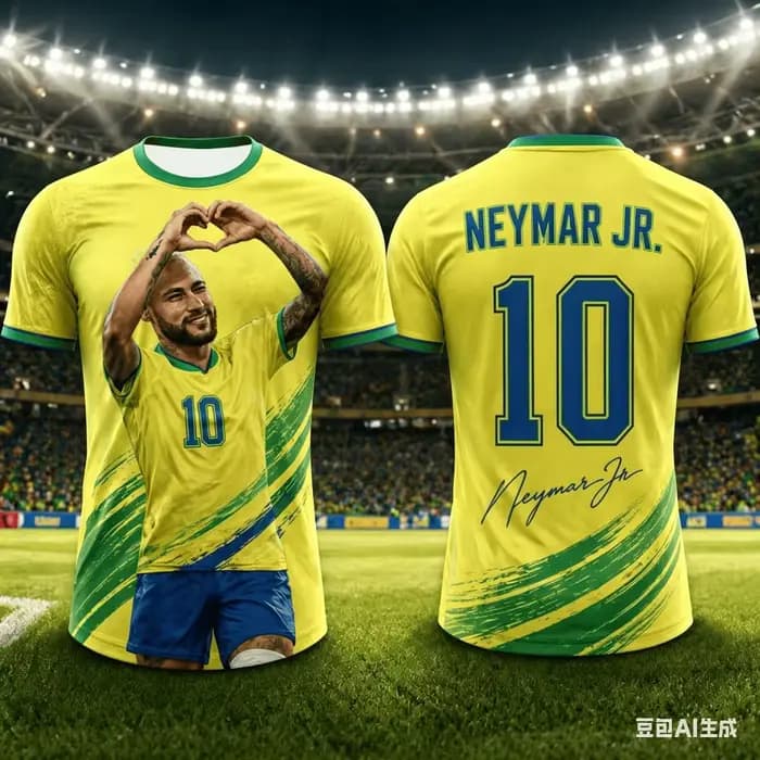 Neymar Jr # 10 Maillots de football de l'équipe nationale du Brésil, T-shirt jaune et vert à manches courtes pour hommes et femmes, streetwear pour fans de football