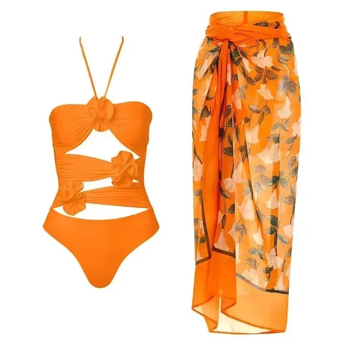 Robe de plage à imprimé floral 3D