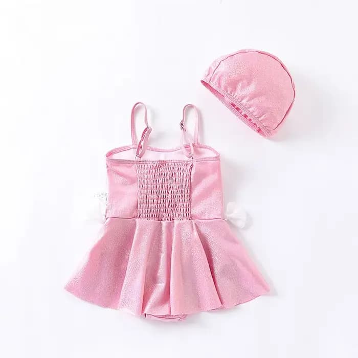 Ensemble maillot de bain et bonnet pour bébé fille, 2 pièces, avec nœud papillon, pour enfant de 2 à 12 ans