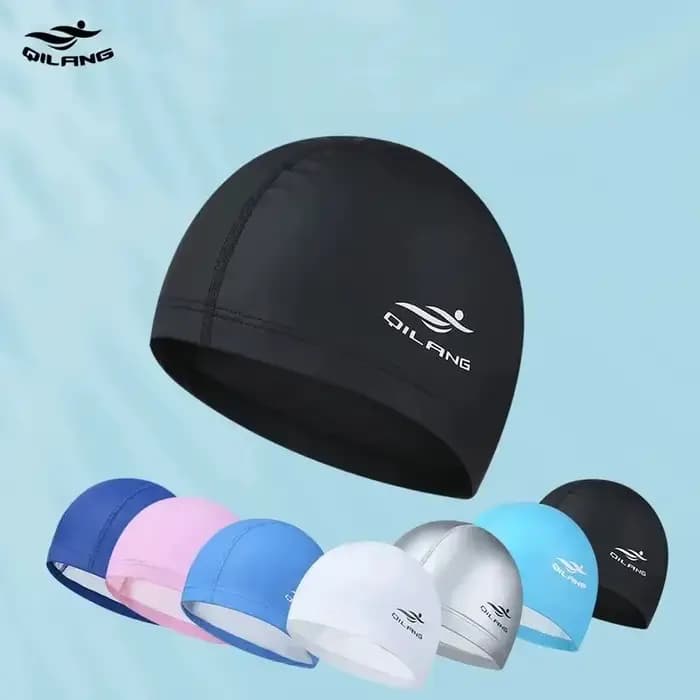 Bonnet de bain adulte imperméable en PU unisexe, couleur unie, pour piscine et plongée, protection des cheveux longs et des oreilles