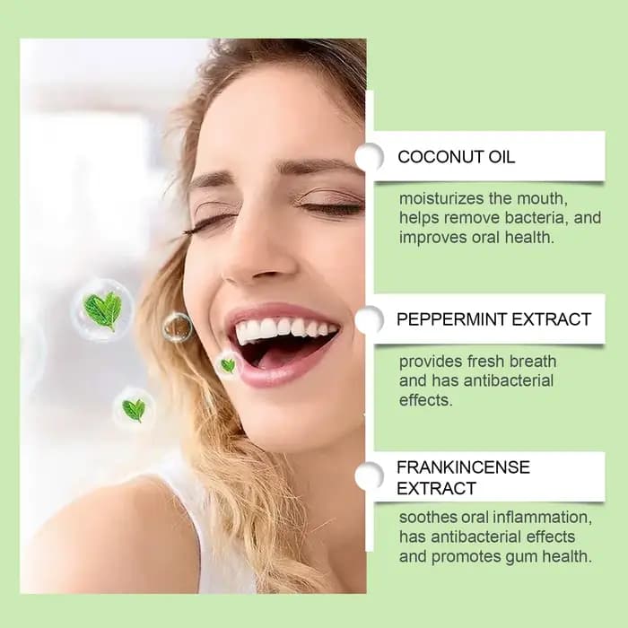 Huile de Soin Buccal à la Menthe Coco pour une Haleine Fraîche, Élimination des Odeurs, Soin des Dents, Hygiène Buccale, Réducteur d'Odeurs à la Menthe Poivrée 120ml